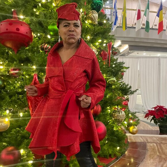 Red Wrap Jacket and Hat - Picture 1 of 5